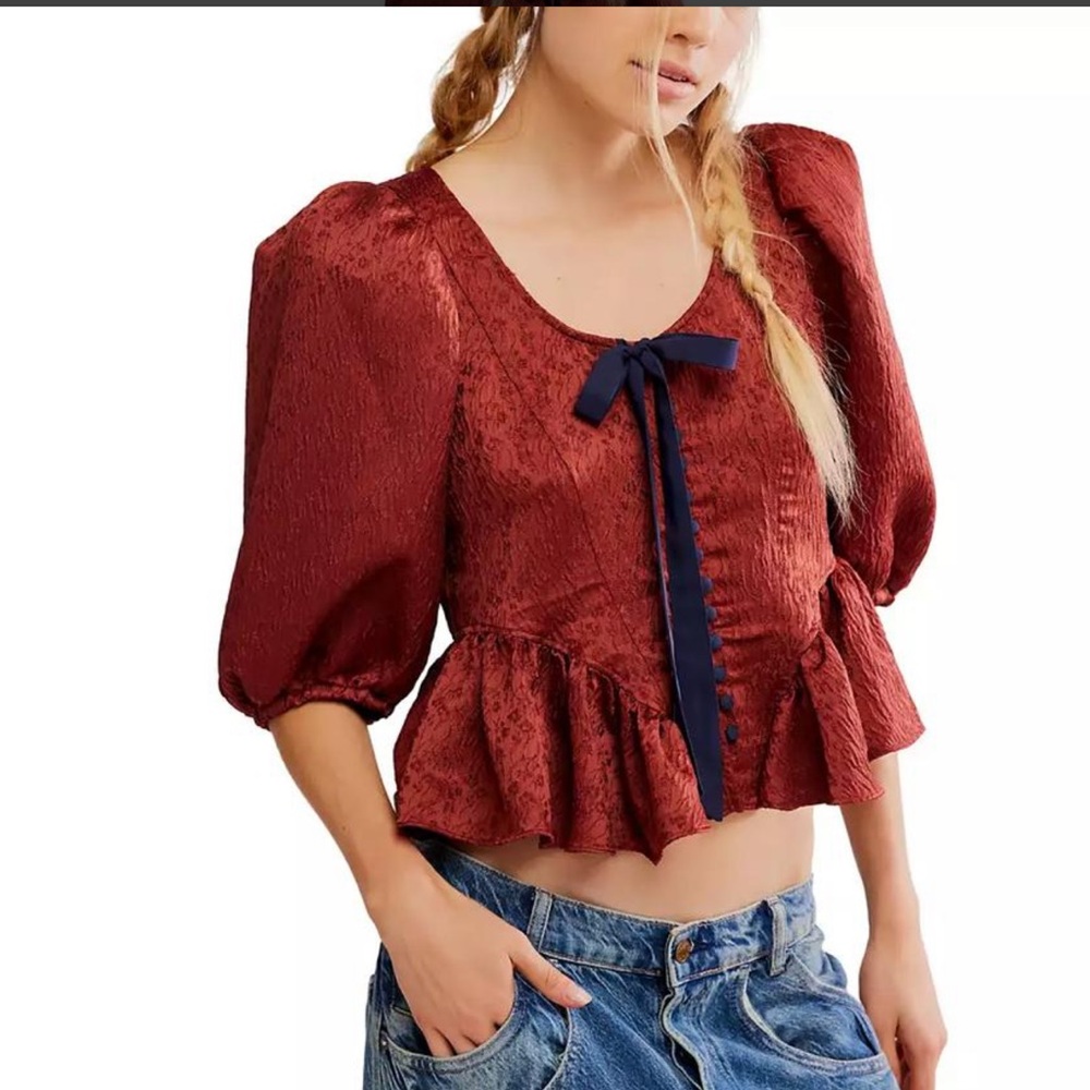 Free People Pamela Bow Top Size XS will fit as well to small